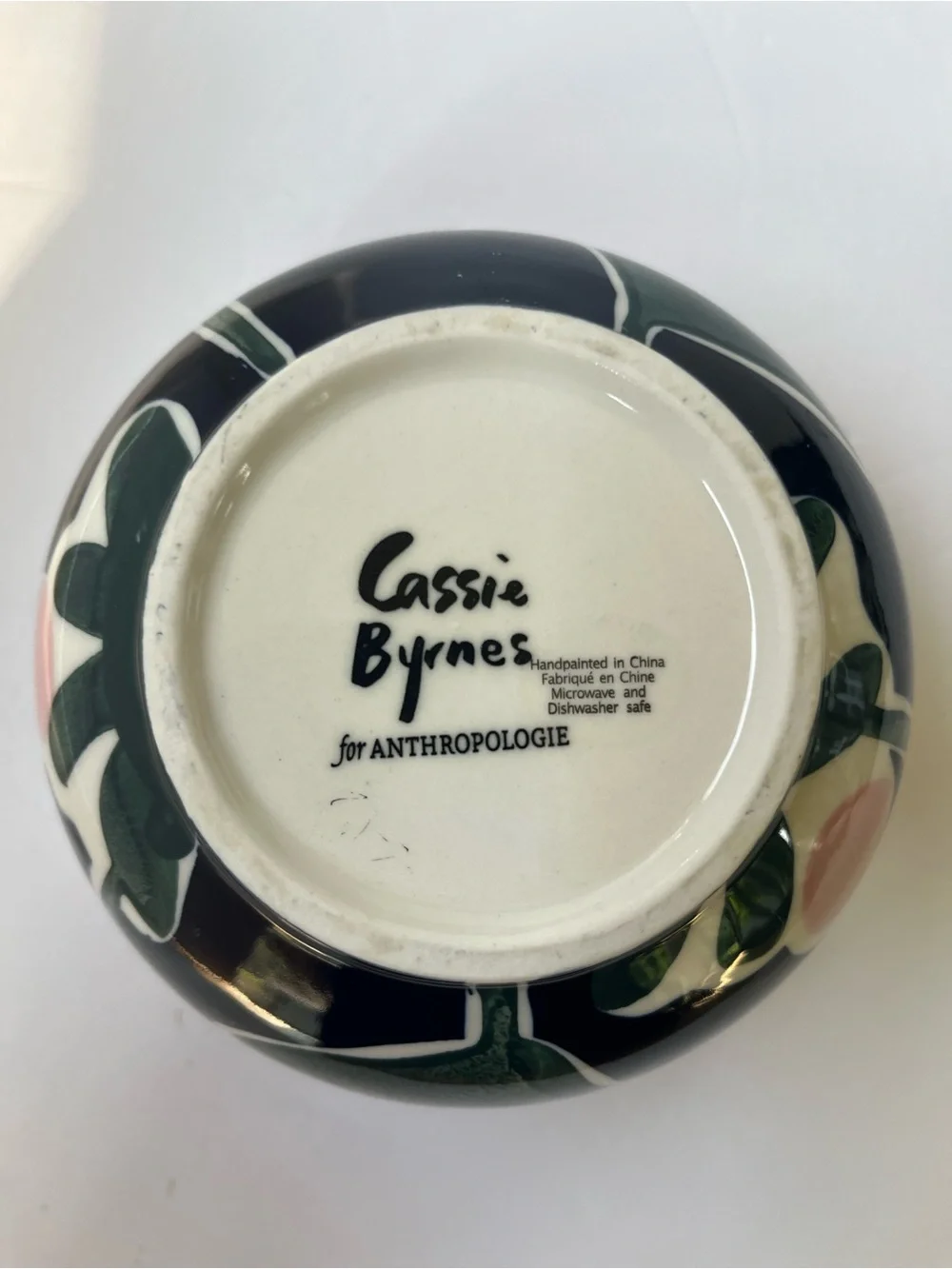 Anthropologie Bowl CASSIE BYRNES Flowers MELBOURNE Handpainted Stoneware VGC